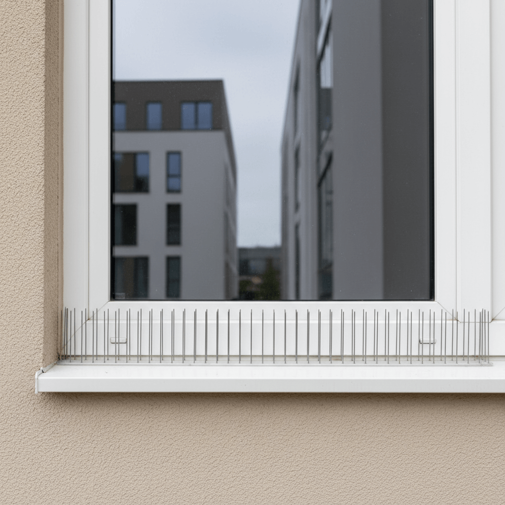 Montage von Vogelabwehrnetzen an einer Fassade